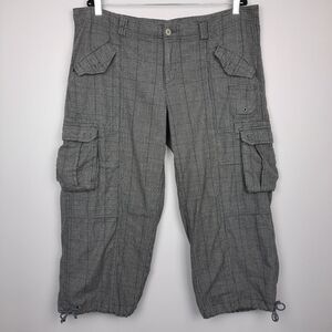 Norma Kamali Gray Houndstooth Plaid Cargo Crop Pants size 18